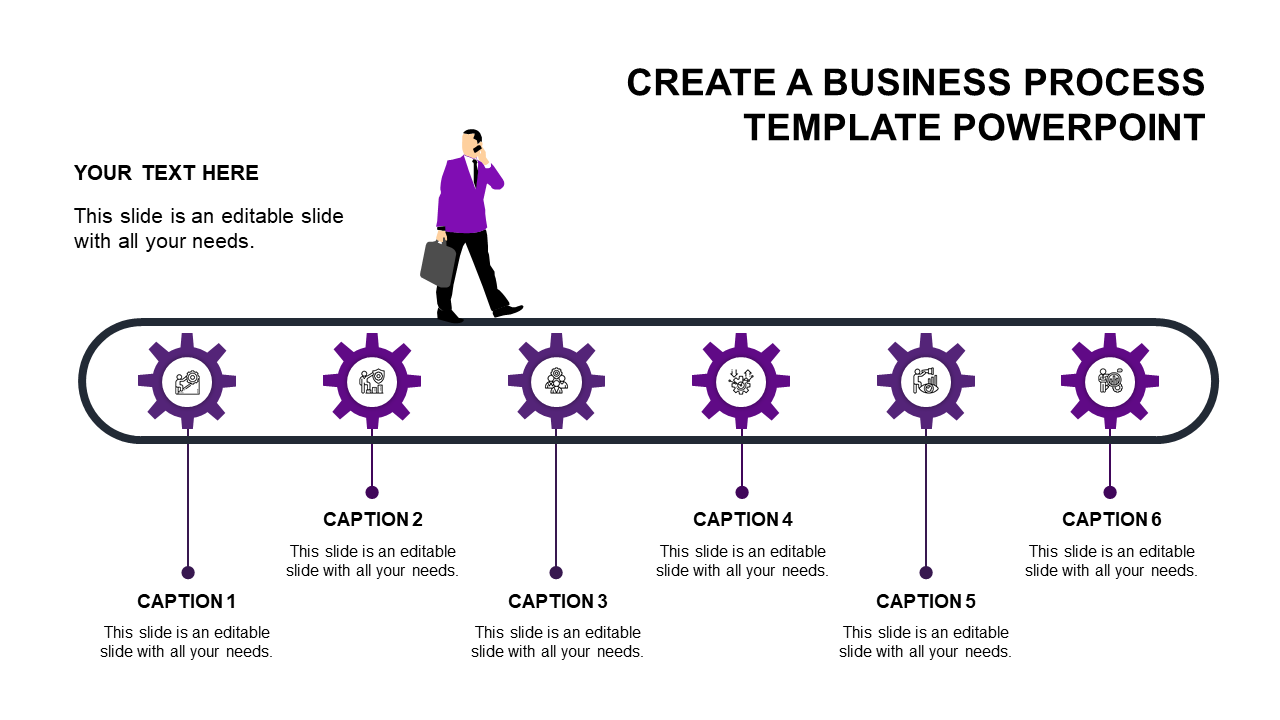 business process template powerpoint-purple